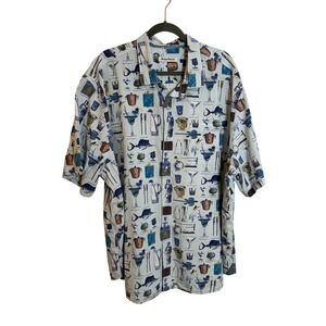 Tommy Bahama Short Sleeve Casual Button Up Shirt Size 2XLB Blue Cocktail Print